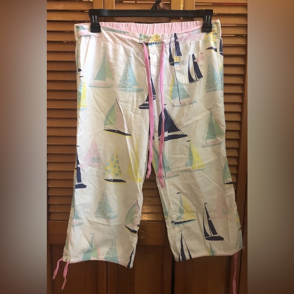 Victoria's Secret White Sailboat Pajama Pants with Pastel Accents XS